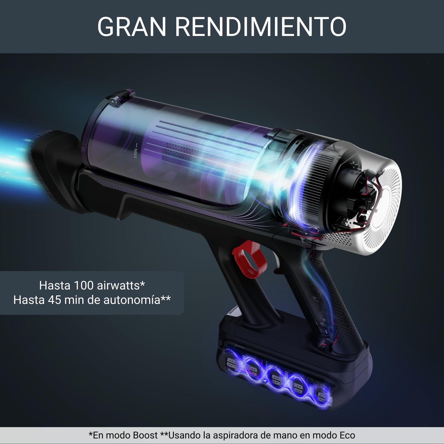 Rowenta Xforce Flex 9.60 Aspirador Escoba 200W con Tubo Flex, LED y Pantalla Smart Control