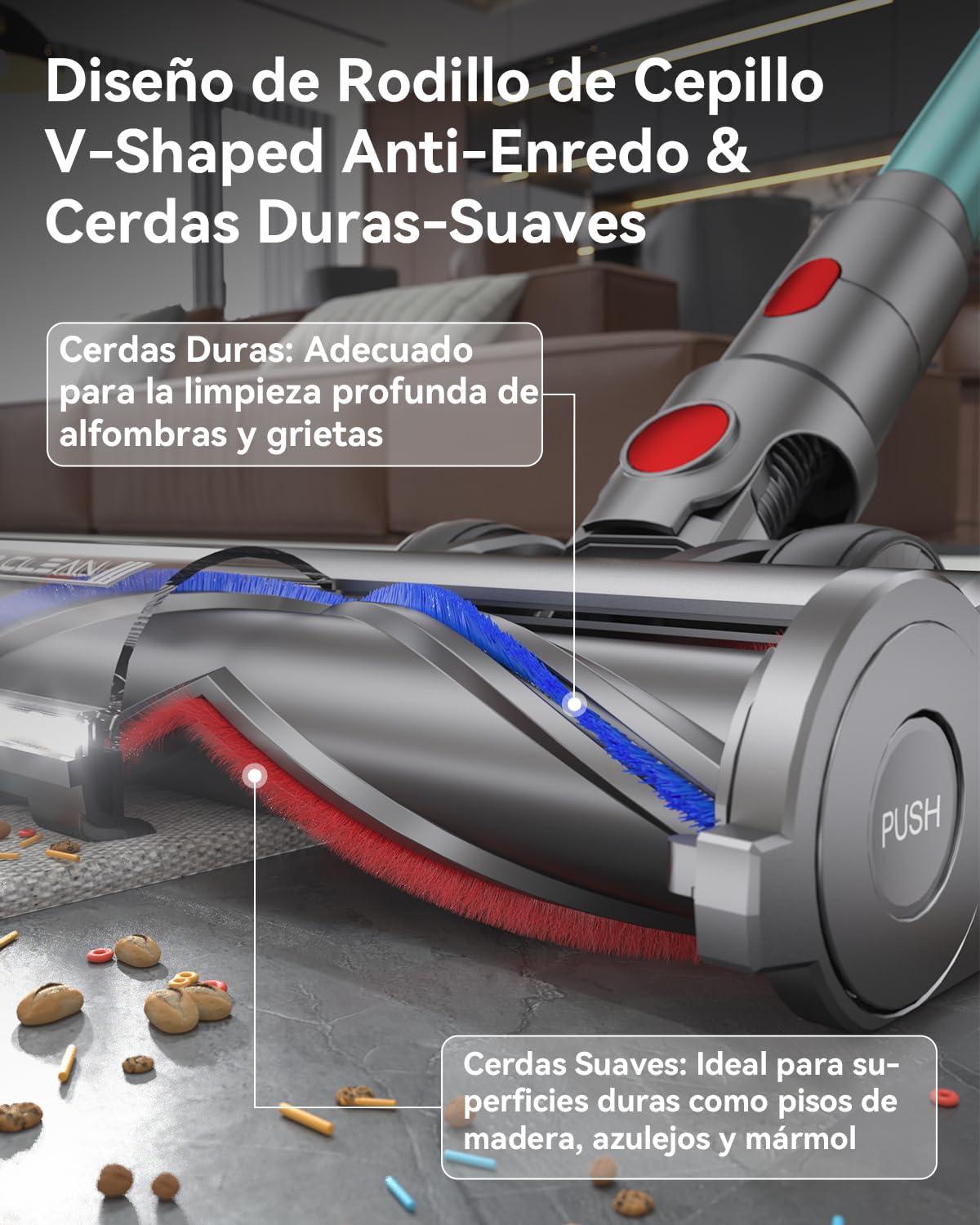 Dsoope YU7 Aspiradora sin Cable 580W 47KPa 70Min con Pantalla LED y Base de Carga Mural