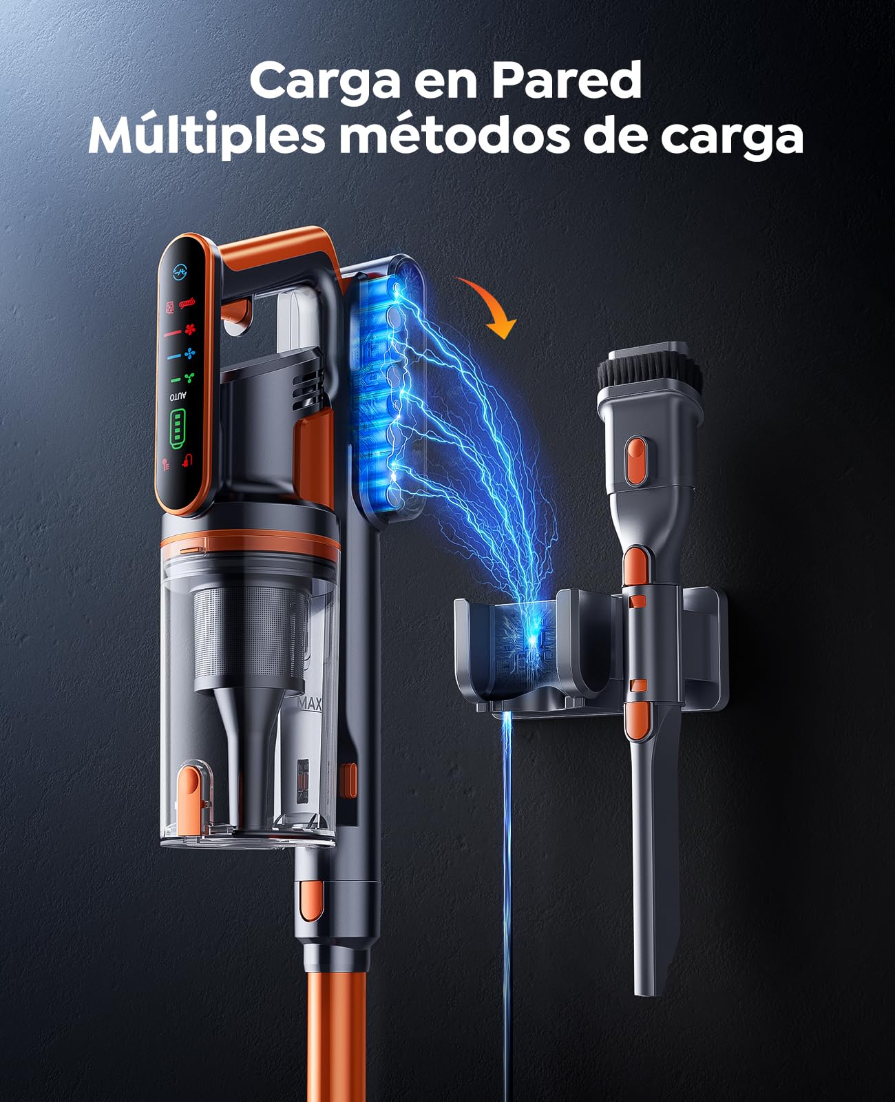 Aspiradora sin Cable 45KPa 550W 60Min con Aromatizante, Tubo Flexible y Pantalla LED
