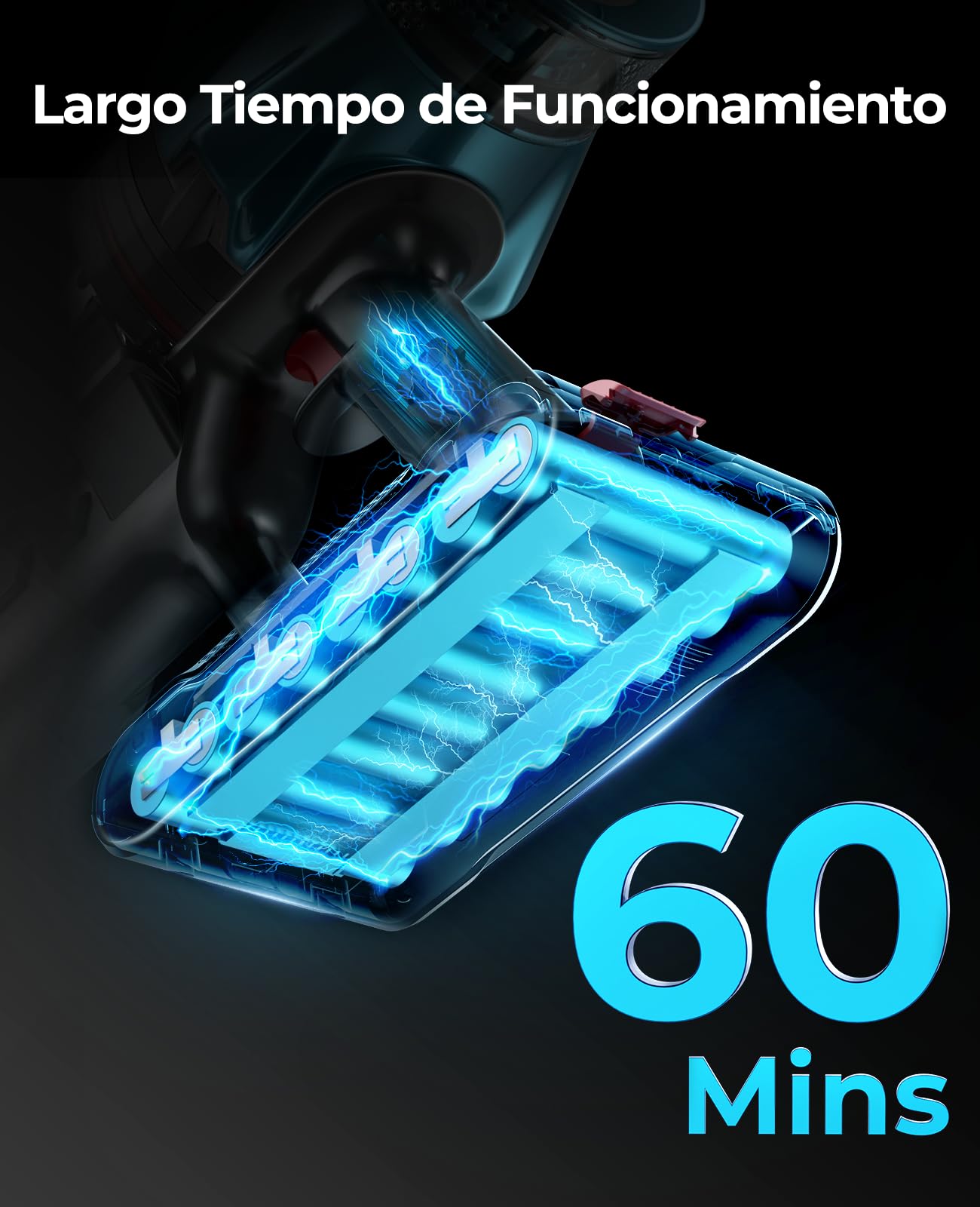 Fieety Aspiradora sin Cable 45Kpa 550W 60Min, Pantalla LED, Antienredos, para Alfombra y Suelo