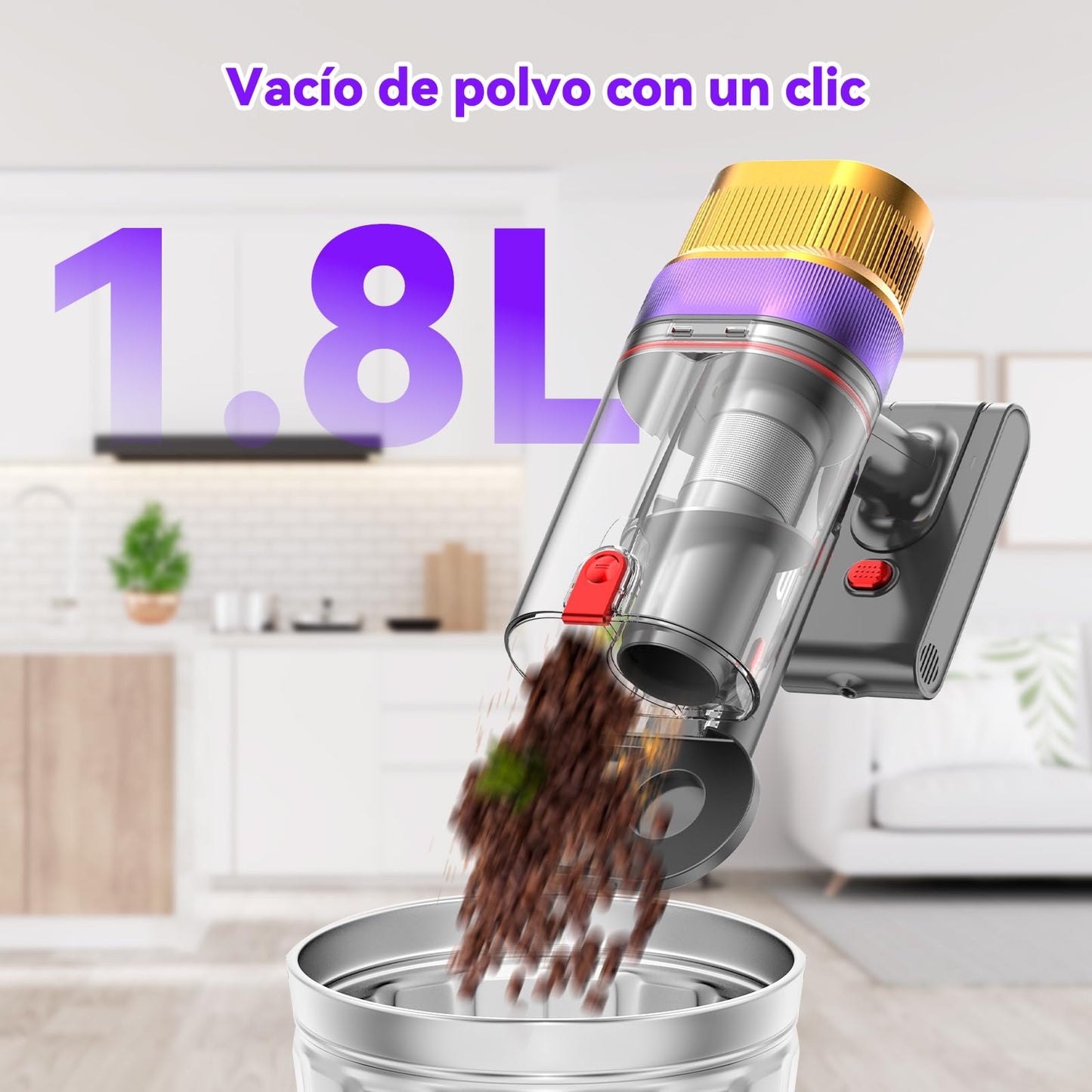 Vistefly V15 Ultra Aspiradora sin Cable 48Kpa 600W 70Min, Pantalla Dual, para Mascotas y Suelos