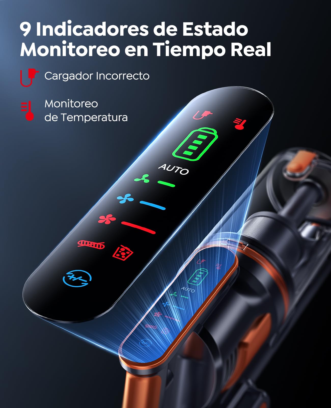 Aspiradora sin Cable 45KPa 550W 60Min con Aromatizante, Tubo Flexible y Pantalla LED