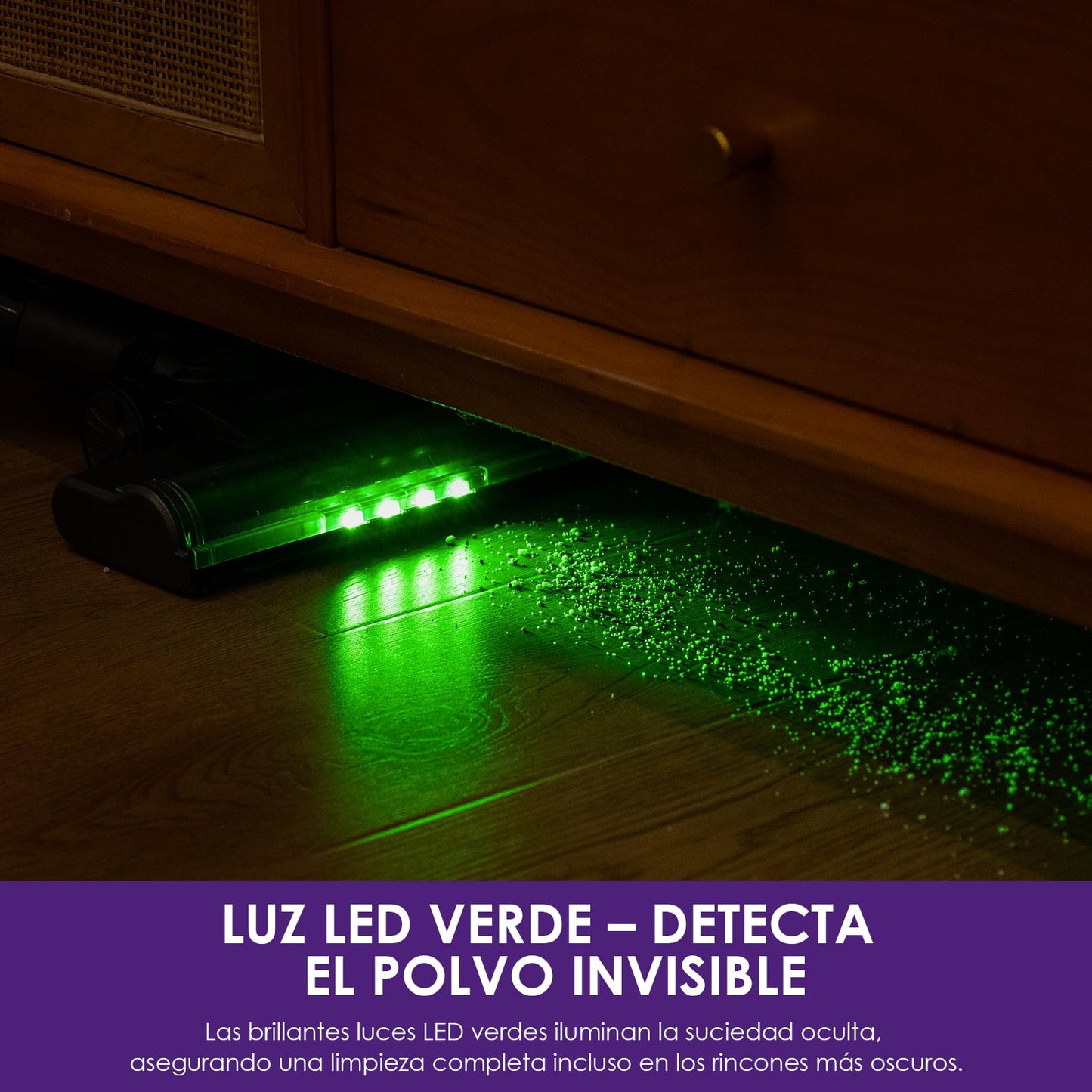 Suirviz U8 Aspiradora sin Cable 40KPa 35Min con Luz Verde, Ideal para Suelos, Alfombras y Mascotas