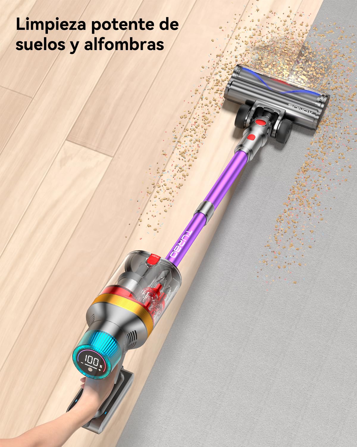 aonus A9 MAX Aspiradora sin Cable 48KPa 600W 70Min con Depósito 1.8L y Doble Filtro Mejorado