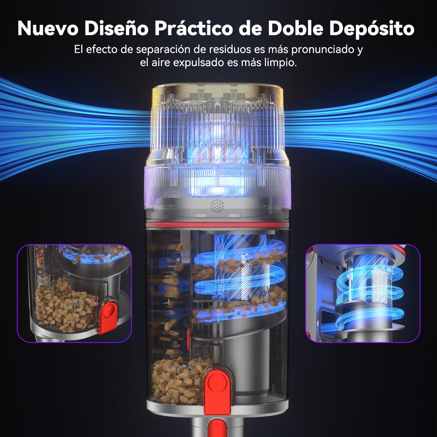 Vistefly V15 Ultra Aspiradora sin Cable 48Kpa 600W 70Min, Pantalla Dual, para Mascotas y Suelos