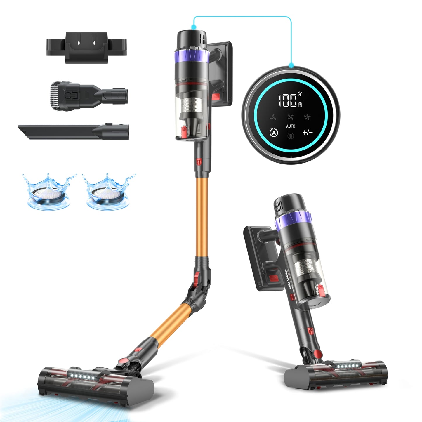 PRETTYCARE Aspiradora sin Cable 45KPa 530W 60Min con Modo Automático para Suelos y Mascotas