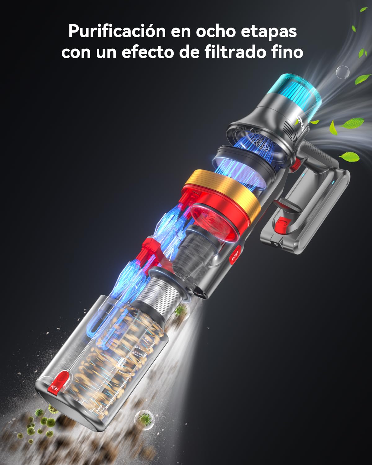 aonus A9 MAX Aspiradora sin Cable 48KPa 600W 70Min con Depósito 1.8L y Doble Filtro Mejorado