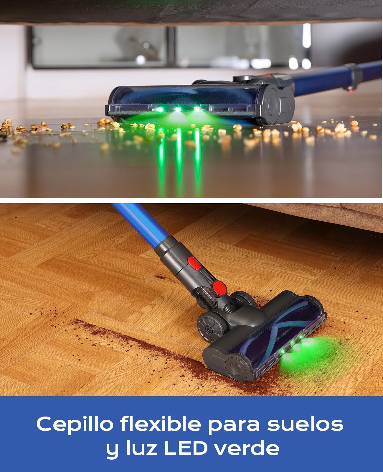 Ivormentico Aspiradora sin Cable 40Kpa 450W 50Min, LED Verde, para Suelo y Pelo de Mascotas