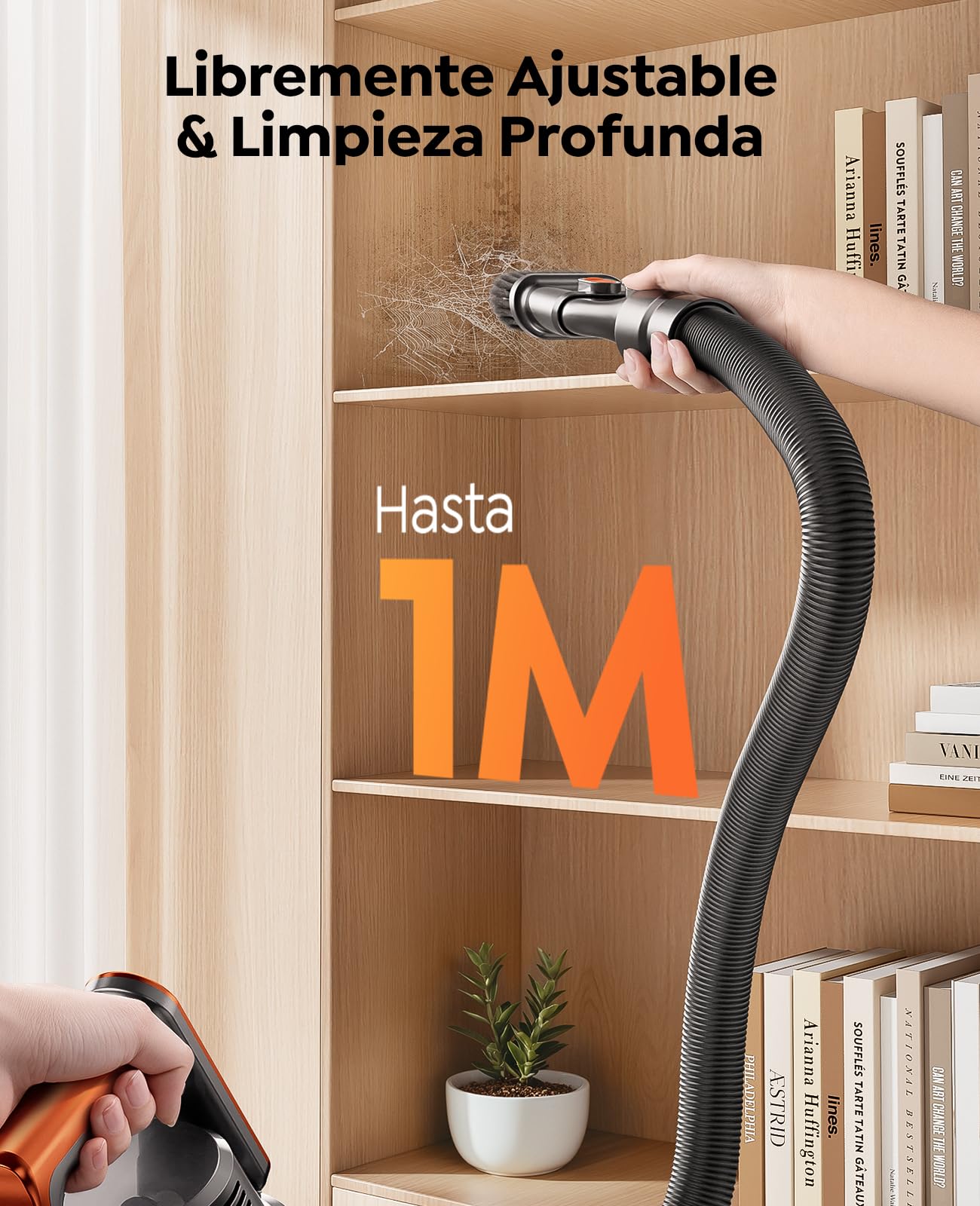 Aspiradora sin Cable 45KPa 550W 60Min con Aromatizante, Tubo Flexible y Pantalla LED