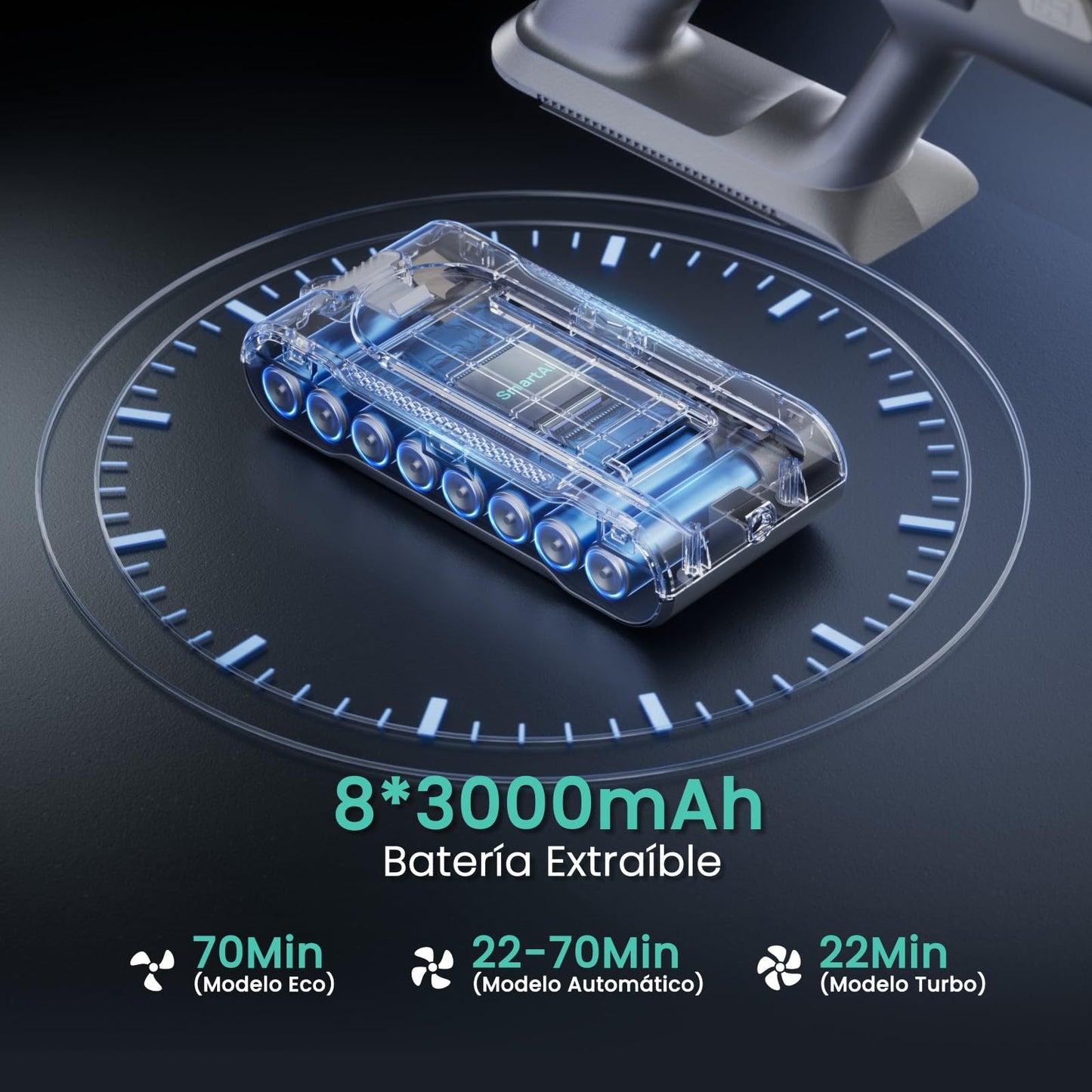 SmartAI V5 Aspiradora sin Cable 50Kpa 600W 70Min, Modo Auto, Antienredos para Suelos y Mascotas