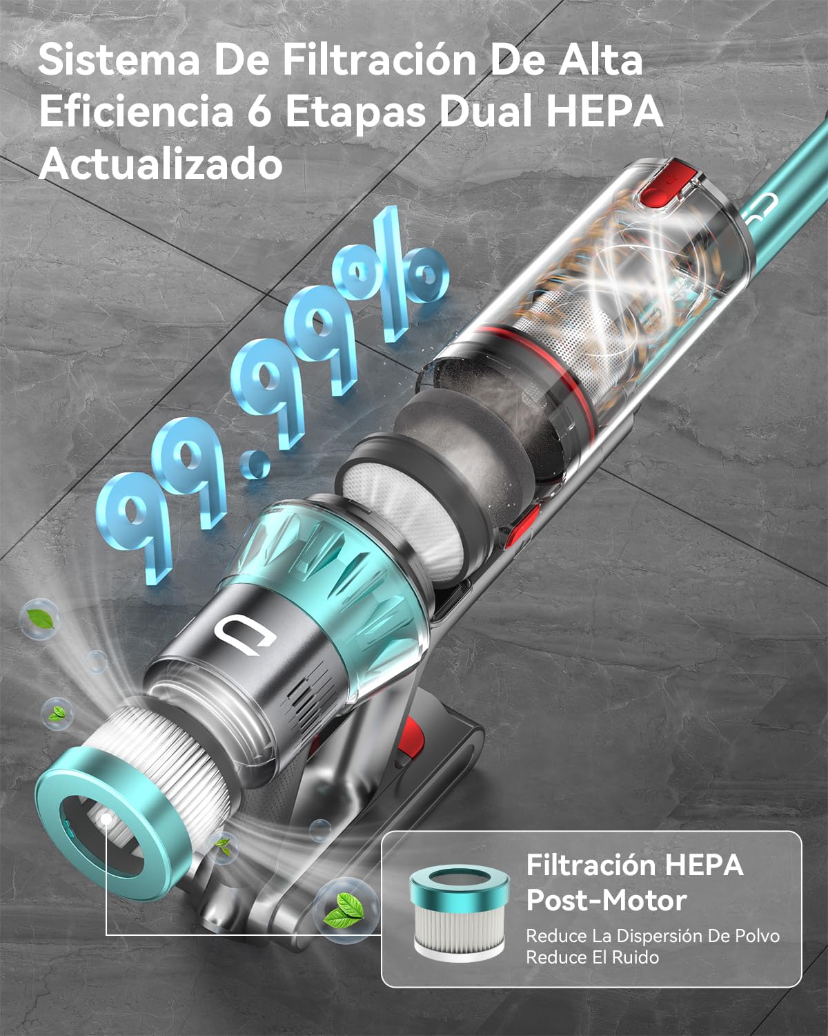 Dsoope YU7 Aspiradora sin Cable 580W 47KPa 70Min con Pantalla LED y Base de Carga Mural