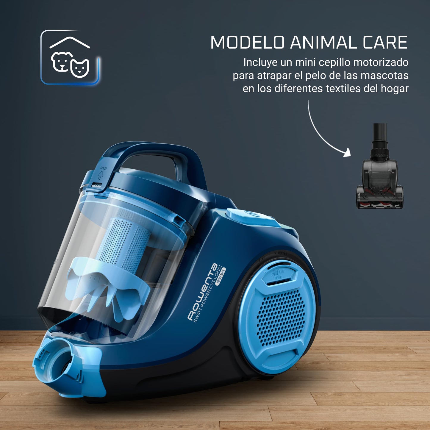 Rowenta Swift Power RO2981 Aspiradora sin Bolsa Ciclónica 1.5L con Cepillo Parquet y Boquilla 2 en 1