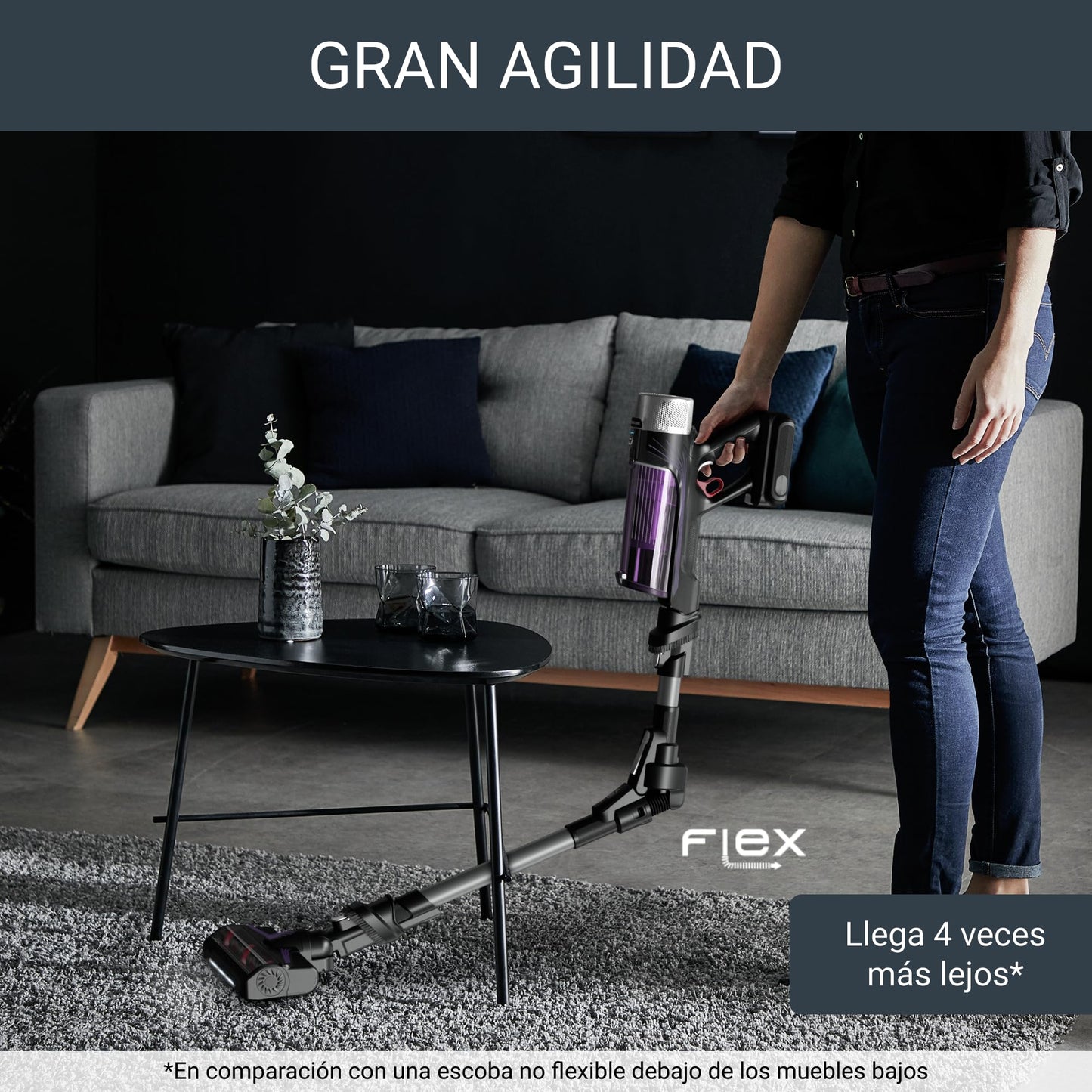 Rowenta Xforce Flex 9.60 Aspirador Escoba 200W con Tubo Flex, LED y Pantalla Smart Control