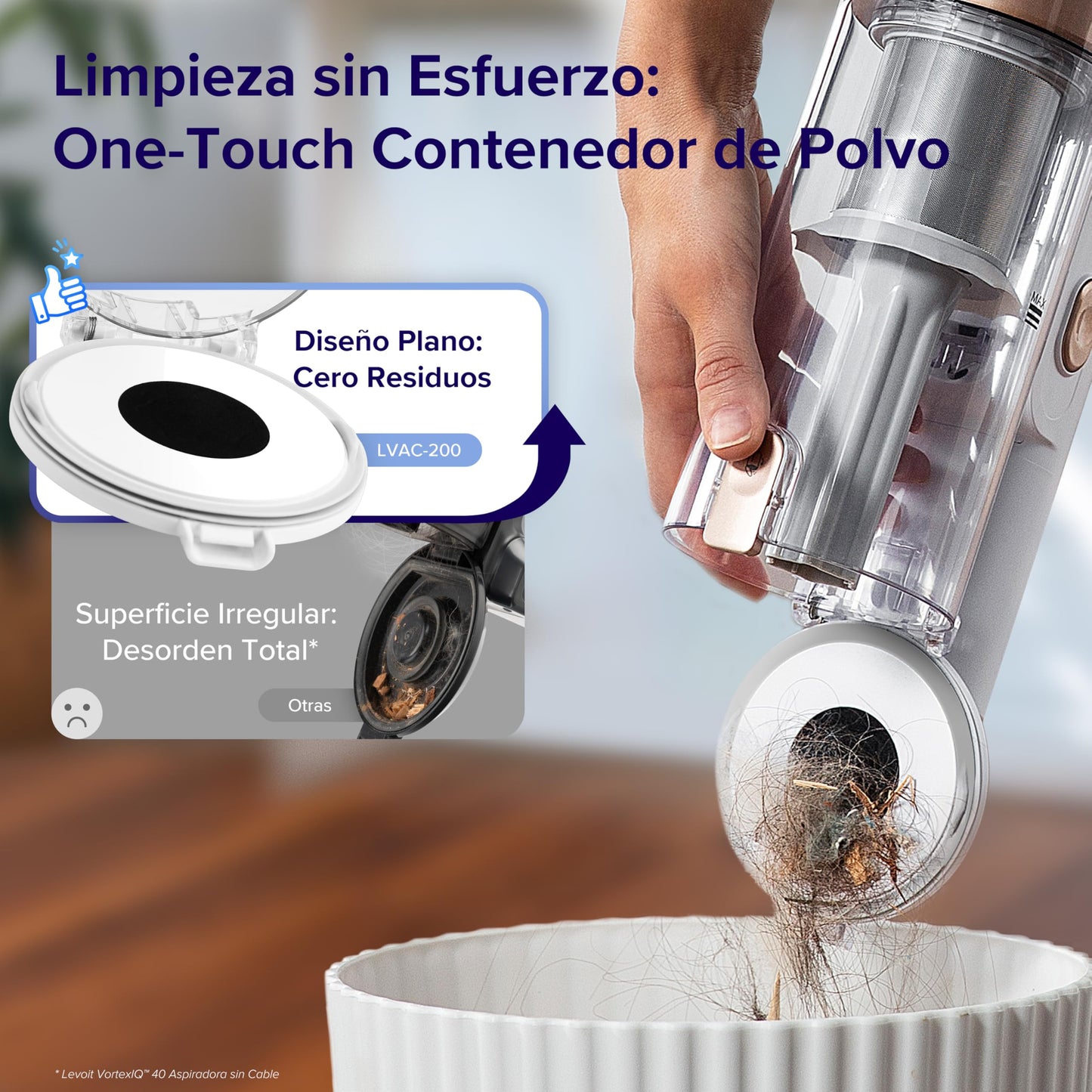 LEVOIT Aspiradora sin Cable 4 en 1, 50Min, Tecnología Antienredos, LED, para Suelo y Mascotas