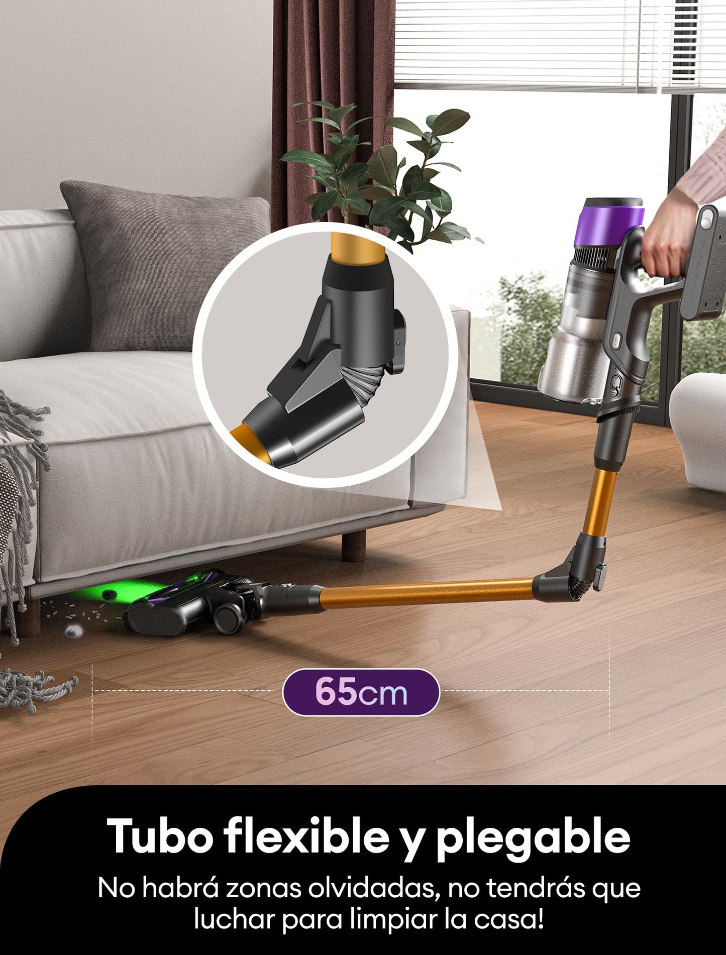 Ultenic U20 Aspiradora sin Cable 55KPa 60Min con Brazo Flexible para Limpieza Bajo Muebles