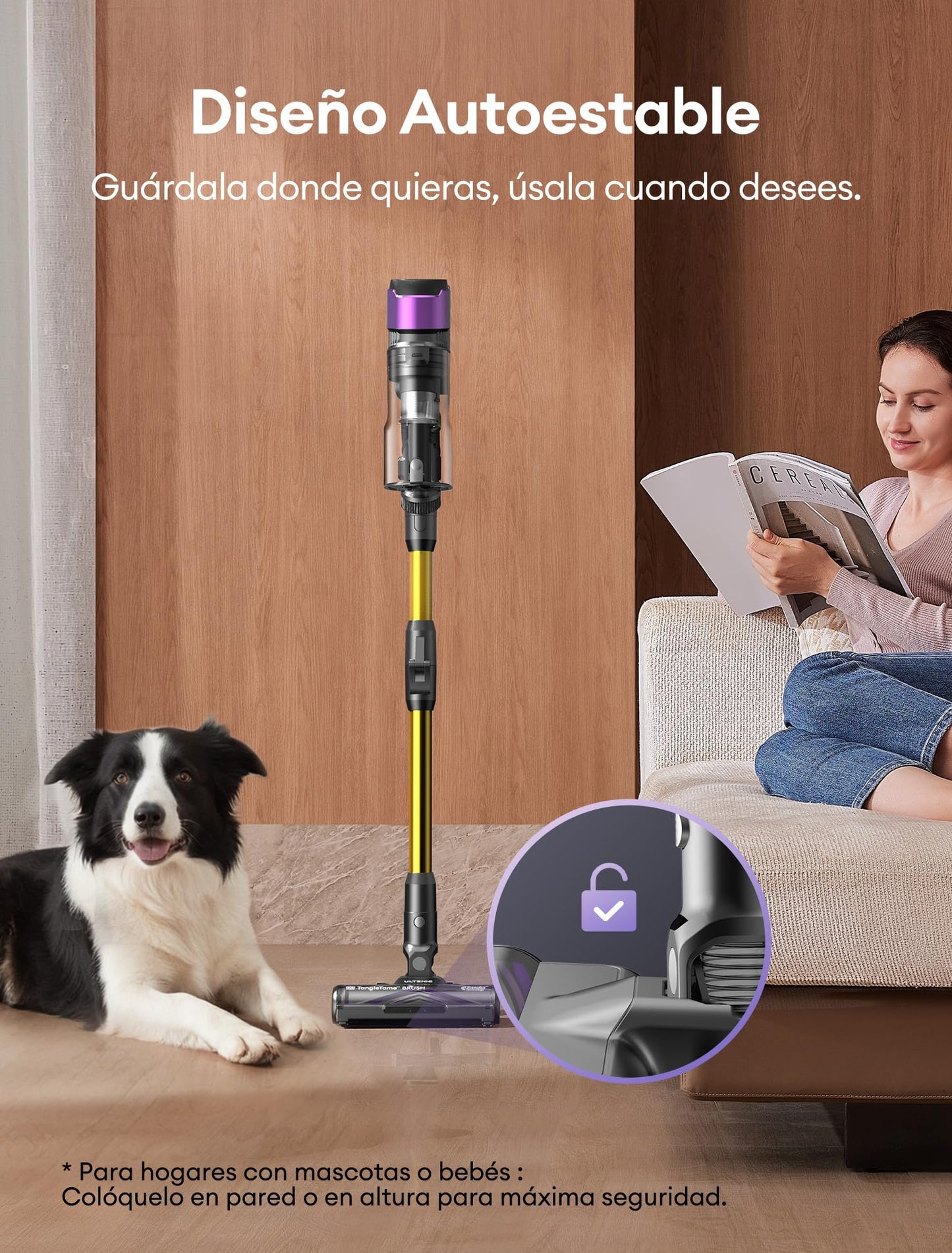 Ultenic U20 Aspiradora sin Cable 55KPa 60Min con Brazo Flexible para Limpieza Bajo Muebles