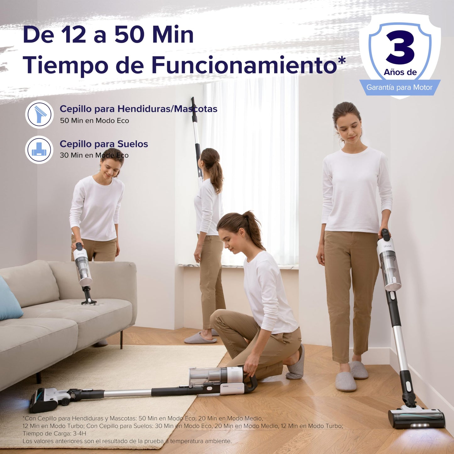 LEVOIT Aspiradora sin Cable 4 en 1 para Mascotas con Batería Extraíble y Filtro 99,9% HEPA