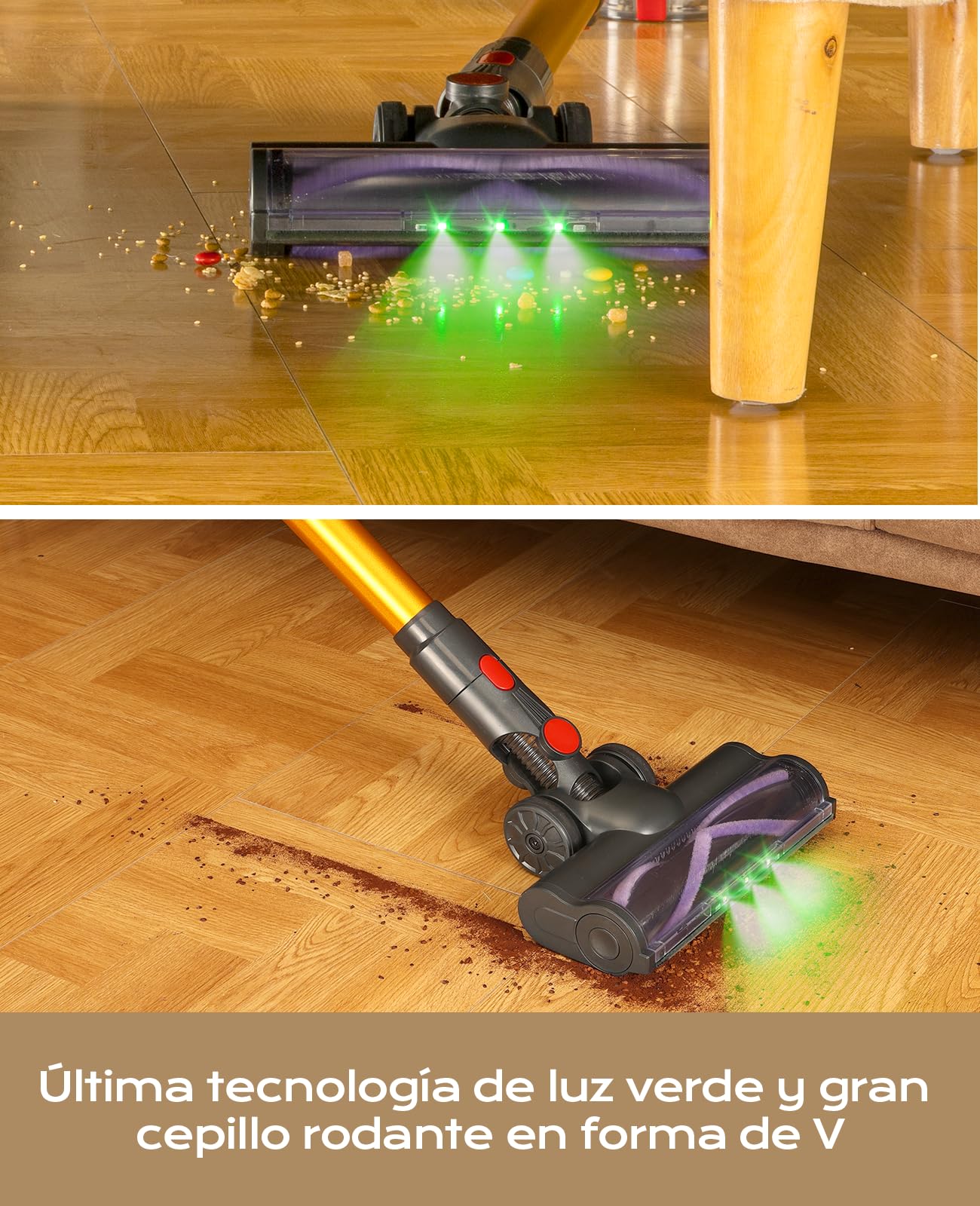 VACTechPro V15 Aspiradora sin Cable 35kPa 6 en 1 con Batería Extraíble para Suelos y Mascotas