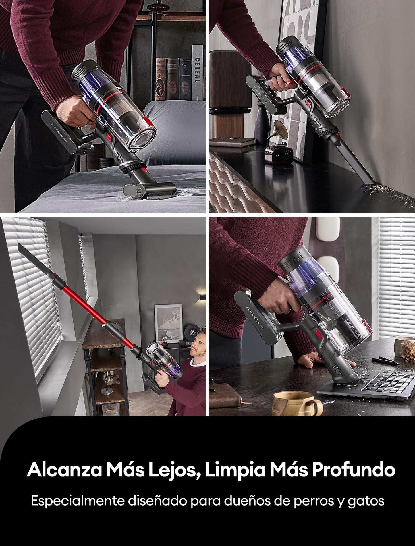 Ultenic U16 Flex Aspiradora sin Cable 50KPa 550W 60Min con Tubo Flexible y Cepillo Antienredos