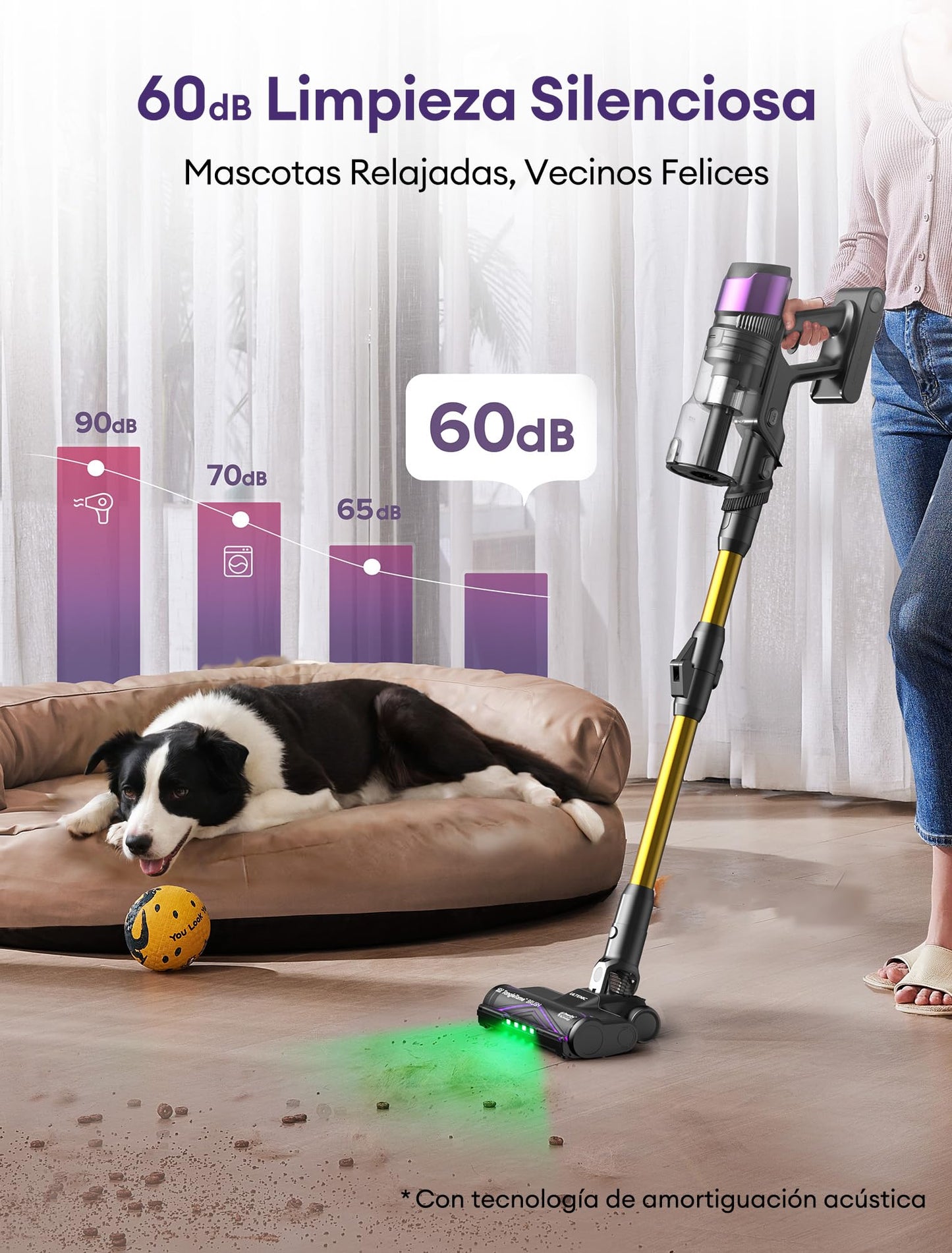 Ultenic U20 Aspiradora sin Cable 55KPa 60Min con Brazo Flexible para Limpieza Bajo Muebles