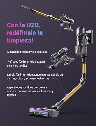 Ultenic U20 Aspiradora sin Cable 55KPa 60Min con Brazo Flexible para Limpieza Bajo Muebles