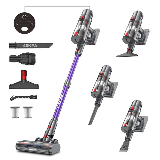 aujun J10 Aspiradora sin Cable 48Kpa 580W 70Min, Bajo Ruido, 1.5L, Antienredos, para Suelos