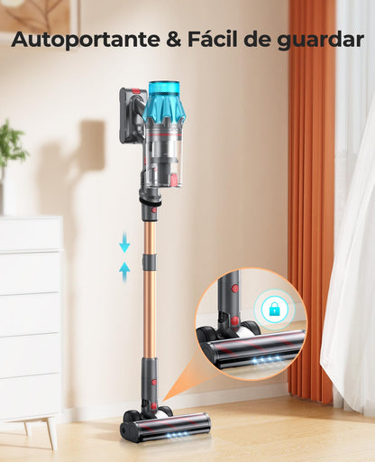 Fieety Aspiradora sin Cable 45Kpa 550W 60Min, Pantalla LED, Antienredos, para Alfombra y Suelo