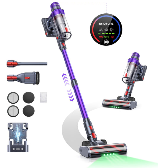 VAC02 Aspiradora sin Cable 550W 45KPa 60Min con Luz Verde, Modo Auto y Pantalla LED Táctil