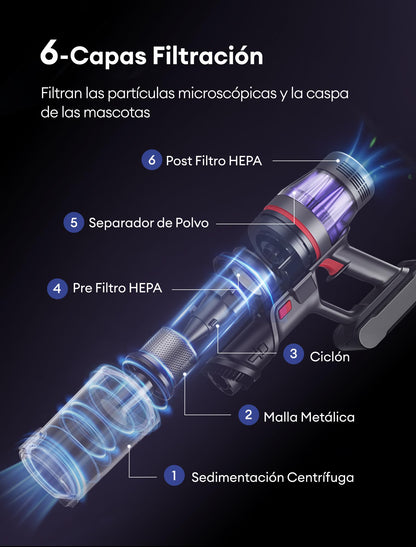 Ultenic U16 Flex Aspiradora sin Cable 50KPa 550W 60Min con Tubo Flexible y Cepillo Antienredos