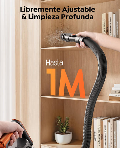 Aspiradora sin Cable 45KPa 550W 60Min con Aromatizante, Tubo Flexible y Pantalla LED