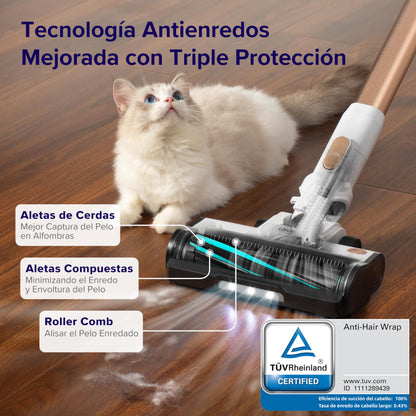 LEVOIT Aspiradora sin Cable 4 en 1, 50Min, Tecnología Antienredos, LED, para Suelo y Mascotas
