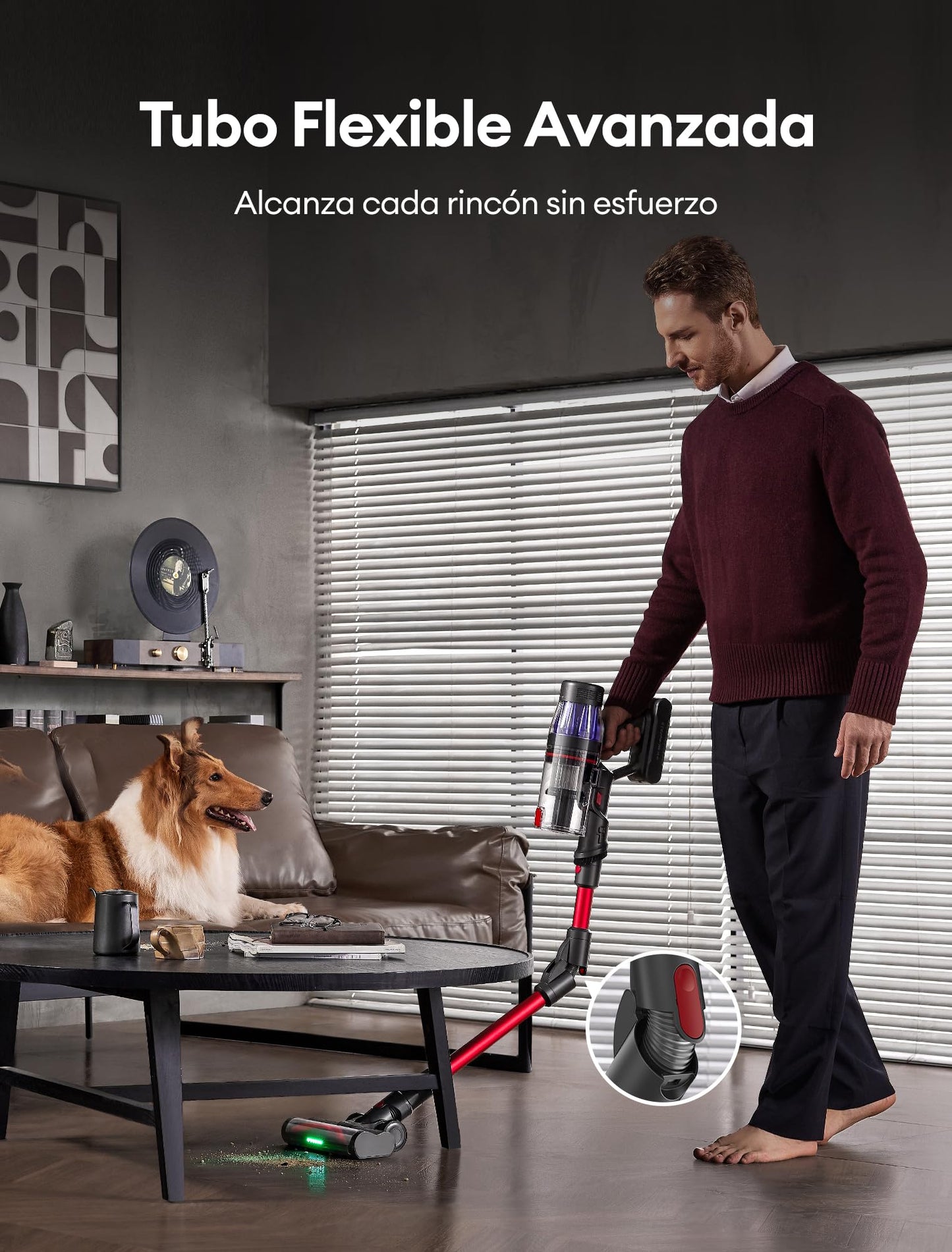 Ultenic U16 Flex Aspiradora sin Cable 50KPa 550W 60Min con Tubo Flexible y Cepillo Antienredos